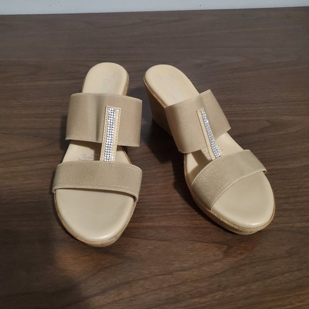Italiana Shoemaker's with Rhinestone Straps and Cork Sole
